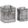 imageDeco 79 Metal Decorative Canisters Decorative Containers Set of 2 Decorative Keepsake Boxes 8quot 7quotH Silver