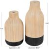 imageDeco 79 Metal Decorative Vase Color Block Centerpiece Vases with Rounded Linear Grooves and Brown Wood Tops Set of 2 Flower Vases for Home Decoration 11quot 10quot H BlackLight Brown