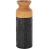 imageDeco 79 Metal Decorative Vase Color Block Centerpiece Vases with Rounded Linear Grooves and Brown Wood Tops Set of 2 Flower Vases for Home Decoration 11quot 10quot H BlackBlack