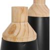 imageDeco 79 Metal Decorative Vase Color Block Centerpiece Vases with Rounded Linear Grooves and Brown Wood Tops Set of 2 Flower Vases for Home Decoration 11quot 10quot H BlackBlack