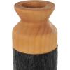 imageDeco 79 Metal Decorative Vase Color Block Centerpiece Vases with Rounded Linear Grooves and Brown Wood Tops Set of 2 Flower Vases for Home Decoration 11quot 10quot H BlackBlack