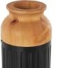 imageDeco 79 Metal Decorative Vase Color Block Centerpiece Vases with Rounded Linear Grooves and Brown Wood Tops Set of 2 Flower Vases for Home Decoration 11quot 10quot H BlackBlack