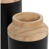 imageDeco 79 Metal Decorative Vase Color Block Centerpiece Vases with Rounded Linear Grooves and Brown Wood Tops Set of 2 Flower Vases for Home Decoration 11quot 10quot H BlackBlack