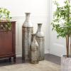 imageDeco 79 Metal Handmade Decorative Vase Tall Galvanized Floor Centerpiece Vases with Studs Set of 3 Vases for Home Decoration 43quot 33quot 25quotH Gray