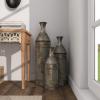 imageDeco 79 Metal Handmade Decorative Vase Tall Galvanized Floor Centerpiece Vases with Studs Set of 3 Vases for Home Decoration 43quot 33quot 25quotH Gray