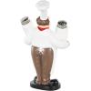imageDeco 79 Polystone Chef Salt and Pepper Shaker Holder Figurine with Red Accents 5quot x 3quot x 8quot WhiteWhite