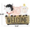imageDeco 79 Polystone Farm Animals Sculpture with Brown Welcome Sign 11quot x 5quot x 9quot Multi ColoredMulti Colored