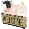 imageDeco 79 Polystone Farm Animals Sculpture with Brown Welcome Sign 11quot x 5quot x 9quot Multi ColoredMulti Colored