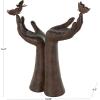 imageDeco 79 Resin Hands Open Sculpture with Butterfly and Copper Accents 8quot x 8quot x 5quot Dark BrownDark Brown