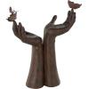 imageDeco 79 Resin Hands Open Sculpture with Butterfly and Copper Accents 8quot x 8quot x 5quot Dark BrownDark Brown