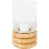 imageDeco 79 Glass Room Hurricane Lamp Round Hurricane Candle Holder with Light Brown Woven Base Table Centerpiece Lamp 8quot x 8quot x 13quot Clear
