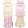 imageDeco 79 Glass Vase Ribbed with Color Blocks Set of 2 5quot W 14quot H Multi Colored5W  12H