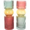 imageDeco 79 Glass Vase Ribbed with Color Blocks Set of 2 5quot W 14quot H Multi Colored5W  14H