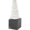 imageDeco 79 Marble Abstract Decorative Sculpture Stacked Stone Home Decor Statue with Black Block Base Accent Figurine 3quot x 3quot x 9quot WhiteWhite
