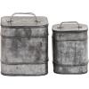 imageDeco 79 Metal Decorative Canisters Decorative Containers Set of 2 Decorative Keepsake Boxes 8quot 7quotH Silver