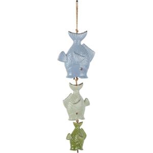imageDeco 79 Ceramic Fish Indoor Outdoor Windchime Wind Chime with Brown Rope Hanging Ornament 7quot x 2quot x 27quot Multi Colored