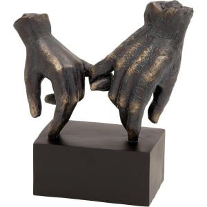 imageDeco 79 Resin Hands Open Sculpture with Butterfly and Copper Accents 8quot x 8quot x 5quot Dark BrownBlack