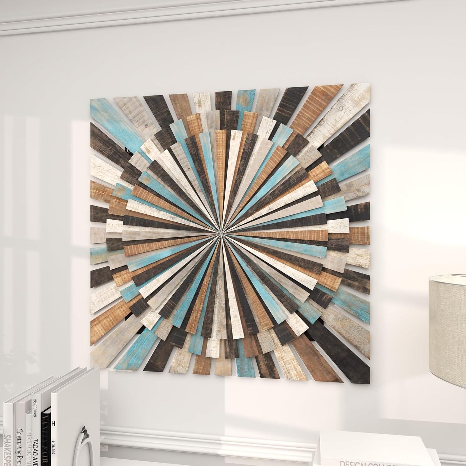 imageDeco 79 Wood Starburst Handmade Home Wall Decor Carved Wall Sculpture Wall Art 36quot x 1quot x 36quot Multi ColoredMulti Colored