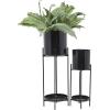 imageCosmoLiving by Cosmopolitan Contemporary Metal Set of 2 Planters 18quot 12quotH BlackBlack
