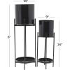imageCosmoLiving by Cosmopolitan Contemporary Metal Set of 2 Planters 18quot 12quotH BlackBlack