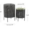 imageCosmoLiving by Cosmopolitan Contemporary Metal Set of 2 Planters 18quot 12quotH BlackBlack