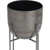 imageCosmoLiving by Cosmopolitan Metal Indoor Outdoor Planter Deep Recessed Hammered Dome Large Planter Pot with Removable Stand Set of 2 Planters 17quot 19quotH GoldMetal Panther Black
