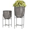 imageCosmoLiving by Cosmopolitan Metal Indoor Outdoor Planter Deep Recessed Hammered Dome Large Planter Pot with Removable Stand Set of 2 Planters 17quot 19quotH GoldMetal Panther Black