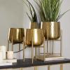 imageCosmoLiving by Cosmopolitan Metal Indoor Outdoor Planter Deep Recessed Hammered Dome Large Planter Pot with Removable Stand Set of 2 Planters 17quot 19quotH GoldGold