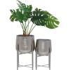 imageCosmoLiving by Cosmopolitan Metal Indoor Outdoor Planter Deep Recessed Hammered Dome Large Planter Pot with Removable Stand Set of 2 Planters 17quot 19quotH GoldSilver