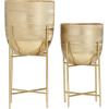 imageCosmoLiving by Cosmopolitan Metal Indoor Outdoor Planter Deep Recessed Hammered Dome Large Planter Pot with Removable Stand Set of 2 Planters 17quot 19quotH GoldGold