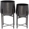imageCosmoLiving by Cosmopolitan Metal Indoor Outdoor Planter Deep Recessed Hammered Dome Large Planter Pot with Removable Stand Set of 2 Planters 17quot 19quotH GoldBlack