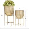 imageCosmoLiving by Cosmopolitan Metal Indoor Outdoor Planter Deep Recessed Hammered Dome Large Planter Pot with Removable Stand Set of 2 Planters 17quot 19quotH GoldGold