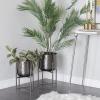 imageCosmoLiving by Cosmopolitan Metal Indoor Outdoor Planter Deep Recessed Hammered Dome Large Planter Pot with Removable Stand Set of 2 Planters 17quot 19quotH GoldBlack
