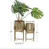 imageCosmoLiving by Cosmopolitan Metal Indoor Outdoor Planter Deep Recessed Hammered Dome Large Planter Pot with Removable Stand Set of 2 Planters 17quot 19quotH GoldGold