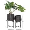 imageCosmoLiving by Cosmopolitan Metal Indoor Outdoor Planter Deep Recessed Hammered Dome Large Planter Pot with Removable Stand Set of 2 Planters 17quot 19quotH GoldBlack