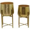 imageCosmoLiving by Cosmopolitan Metal Indoor Outdoor Planter Deep Recessed Hammered Dome Large Planter Pot with Removable Stand Set of 2 Planters 17quot 19quotH GoldGold