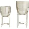 imageCosmoLiving by Cosmopolitan Metal Indoor Outdoor Planter Deep Recessed Hammered Dome Large Planter Pot with Removable Stand Set of 2 Planters 17quot 19quotH GoldSilver