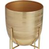 imageCosmoLiving by Cosmopolitan Metal Indoor Outdoor Planter Deep Recessed Hammered Dome Large Planter Pot with Removable Stand Set of 2 Planters 17quot 19quotH GoldGold