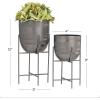 imageCosmoLiving by Cosmopolitan Metal Indoor Outdoor Planter Deep Recessed Hammered Dome Large Planter Pot with Removable Stand Set of 2 Planters 17quot 19quotH GoldMetal Panther Black