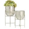 imageCosmoLiving by Cosmopolitan Metal Indoor Outdoor Planter Deep Recessed Hammered Dome Large Planter Pot with Removable Stand Set of 2 Planters 17quot 19quotH GoldSilver
