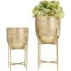 imageCosmoLiving by Cosmopolitan Metal Indoor Outdoor Planter Deep Recessed Hammered Dome Large Planter Pot with Removable Stand Set of 2 Planters 17quot 19quotH GoldGold