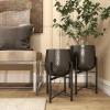 imageCosmoLiving by Cosmopolitan Metal Indoor Outdoor Planter Deep Recessed Hammered Dome Large Planter Pot with Removable Stand Set of 2 Planters 17quot 19quotH GoldBlack