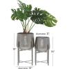 imageCosmoLiving by Cosmopolitan Metal Indoor Outdoor Planter Deep Recessed Hammered Dome Large Planter Pot with Removable Stand Set of 2 Planters 17quot 19quotH GoldSilver