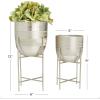 imageCosmoLiving by Cosmopolitan Metal Indoor Outdoor Planter Deep Recessed Hammered Dome Large Planter Pot with Removable Stand Set of 2 Planters 17quot 19quotH GoldSilver