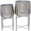 imageCosmoLiving by Cosmopolitan Metal Indoor Outdoor Planter Deep Recessed Hammered Dome Large Planter Pot with Removable Stand Set of 2 Planters 17quot 19quotH GoldSilver