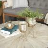 imageCosmoLiving by Cosmopolitan Metal Indoor Outdoor Planter Deep Recessed Hammered Dome Large Planter Pot with Removable Stand Set of 2 Planters 17quot 19quotH GoldSilver