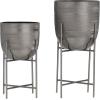 imageCosmoLiving by Cosmopolitan Metal Indoor Outdoor Planter Deep Recessed Hammered Dome Large Planter Pot with Removable Stand Set of 2 Planters 17quot 19quotH GoldMetal Panther Black