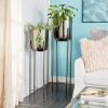 imageCosmoLiving by Cosmopolitan Metal Indoor Outdoor Planter Dome Large Planter Pot with Removable Stand Set of 2 Planters 19quot 22quotH GoldBlack