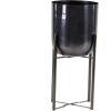 imageCosmoLiving by Cosmopolitan Metal Indoor Outdoor Planter Dome Large Planter Pot with Removable Stand Set of 2 Planters 19quot 22quotH GoldBlack