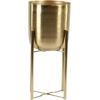 imageCosmoLiving by Cosmopolitan Metal Indoor Outdoor Planter Dome Large Planter Pot with Removable Stand Set of 2 Planters 19quot 22quotH GoldGold